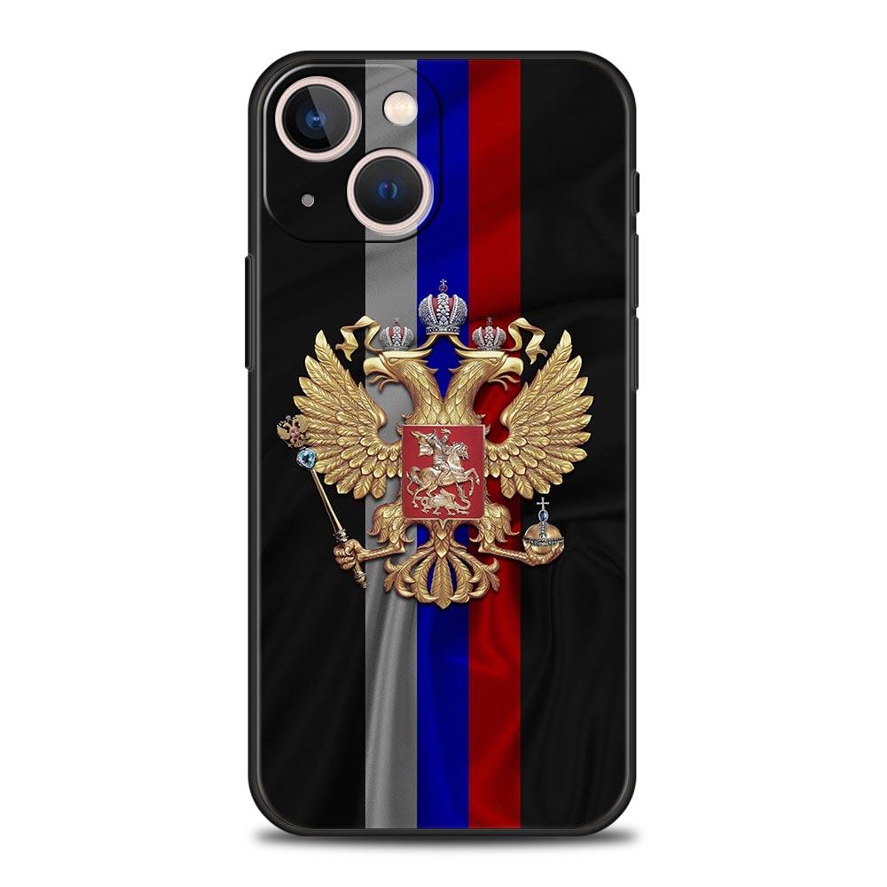 

Роскошный чехол для телефона с эмблемой российского флага для iPhone 13 15 14 12 11 Pro MAX XR X SE XS 7 8 Plus, мягкий силиконовый черный чехол iPhone 11
