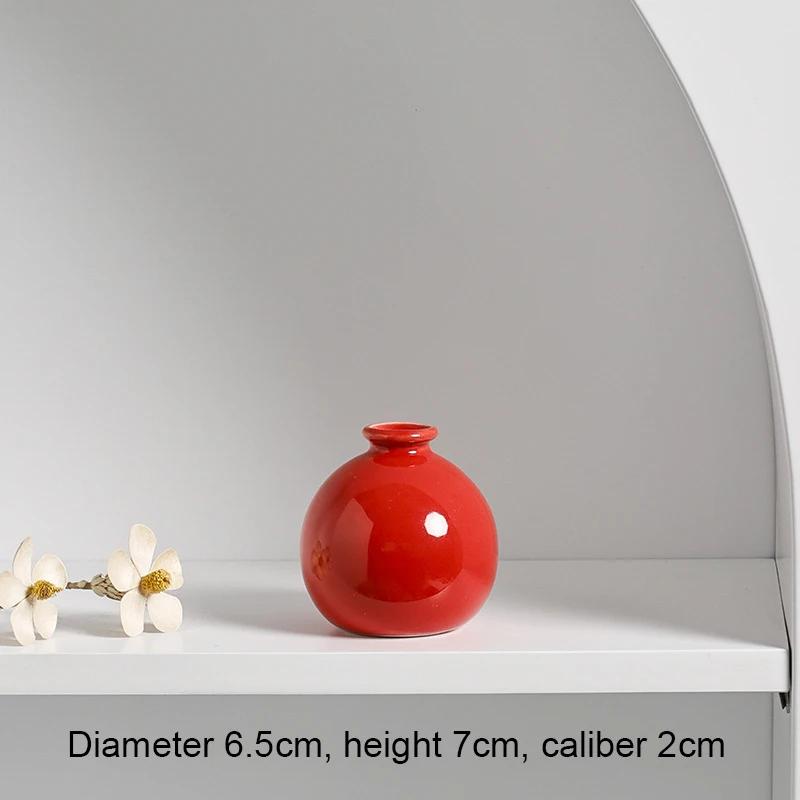 7cm Small Ceramic Base Ins Simple Japanese Home Living Room Porch Decoration Vase White Pink Purple Blue Dry Flower Hydroponics