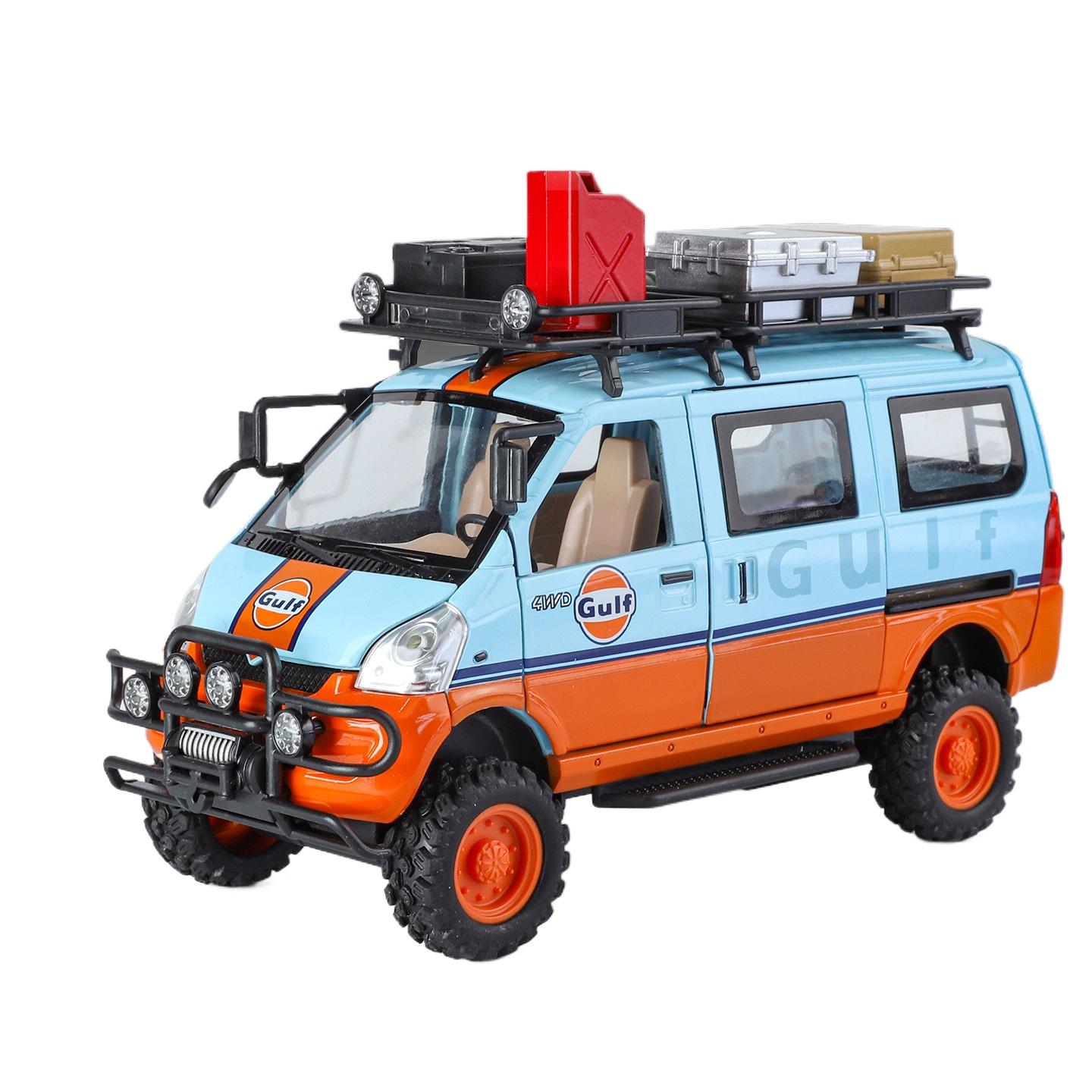

Модель позашляховика Mitsubishi VAN з литого сплаву в масштабі 1/24, імітація звуку та світла, дитяча іграшкова машинка, знімні аксесуари, подарунок для хлопчиків помаранчевий