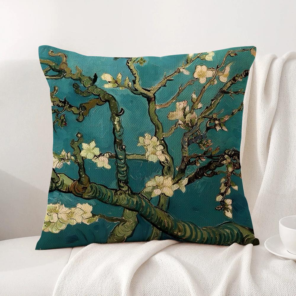 Klassische VVanGogh Kunst Kissenbezug Natürlicher Leinen Bio-Stoff Doppelseitiger Druck Sofa Heimdekoration Geschenk Kissenbezug