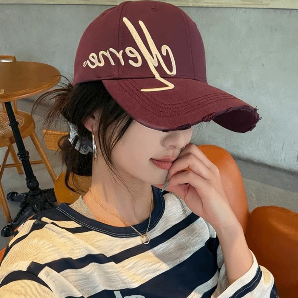 Sunscreen Embroidered Baseball Cap Lightweight Sun Shading Hat Letters Wide Brim Hat  Outdoor