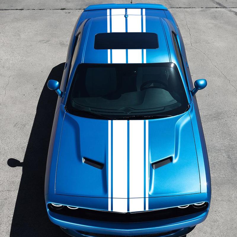 Kit samolepek pruhů na kapotu, střechu a zadní kufr pro Dodge Challenger SXT RT Rally Racing styl vinylové nálepky auto tuningové příslušenství