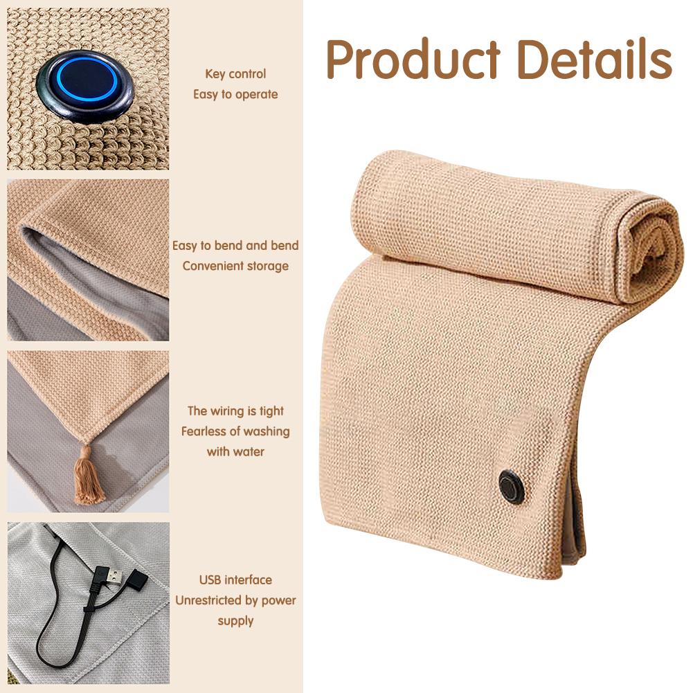Portable Heated Shawl,Heated Shawl Wraps For Women Ultra Cozy Washable Throw Blanket Warmth Products For Traveling 150x80cm