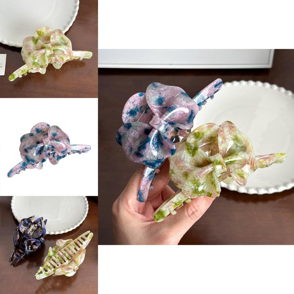 Beautifully Crafted 13cm Acetate Hair Claw Clip With Feminine Bow Ideal For Daily Wear