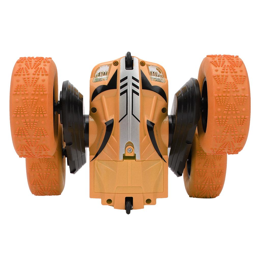 Remote Control Mini Plastic Light Double Sided Electric 360 Degrees Rotation Car Children Toy (Orange)