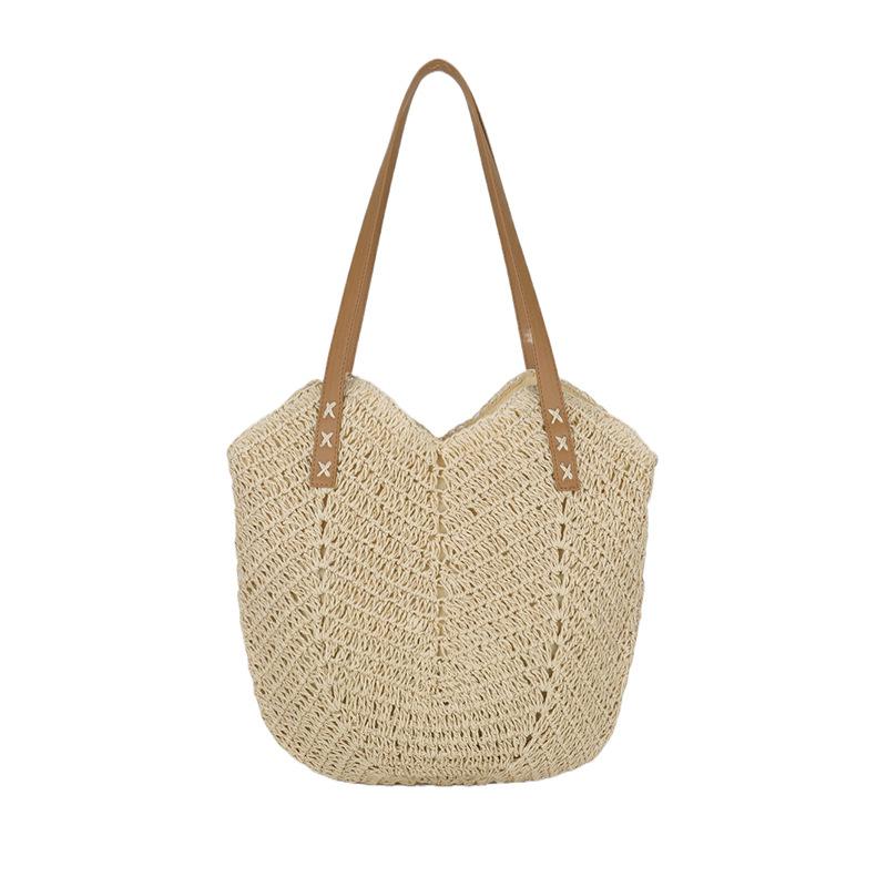 Summer Straw Bag 2025 New Seaside Vacation Beach Woven Bag Large Capacity Shoulder Tote Bag