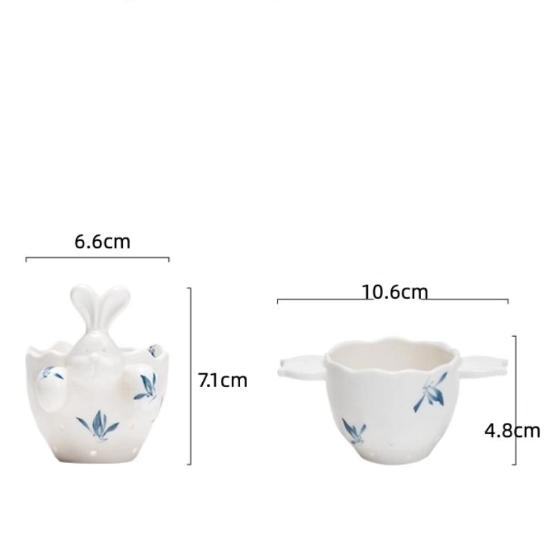 Ceramic Butterfly Rabbit Tea Filter – Hand-Painted Creative Tea Separator for Kung Fu Tea