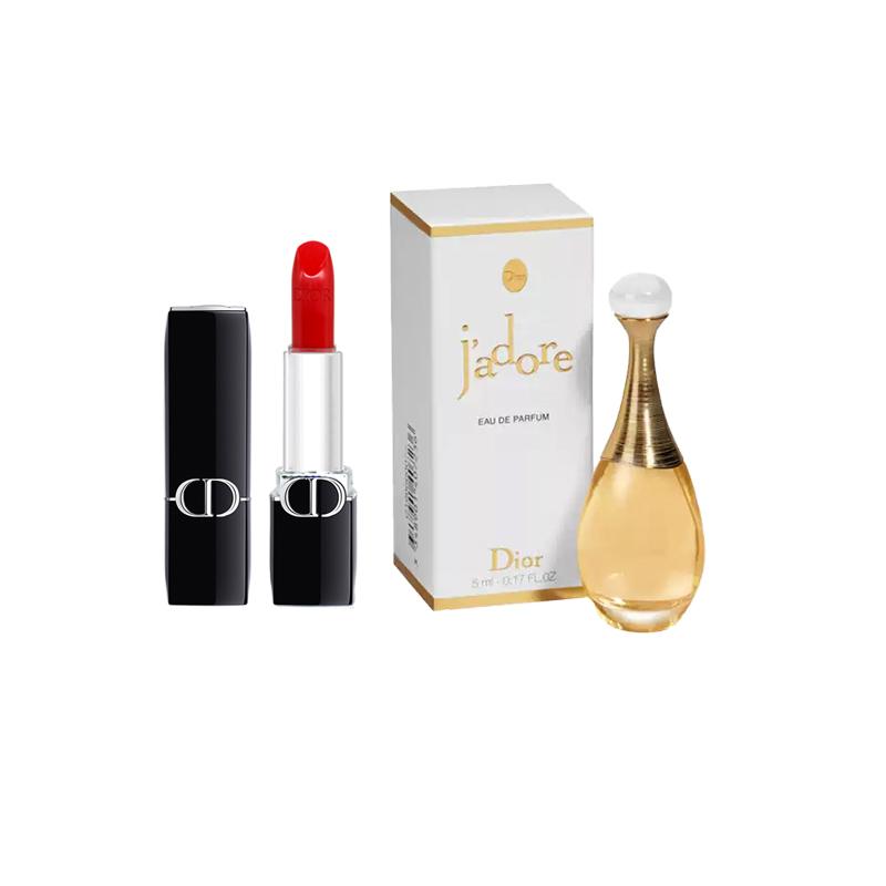 DIOR Vivid Blue Gold Lipstick Perfume Sample Makeup Sample Pack Set Velvet Satin 1.5g+5ml Mother's Day Gift For Mom