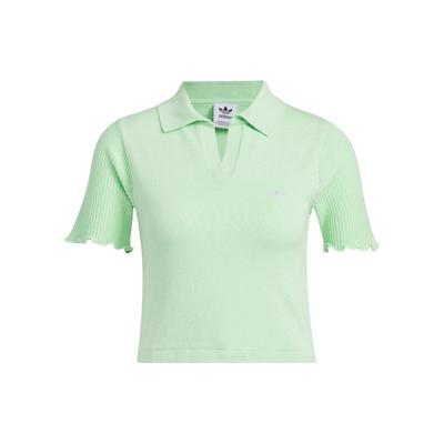 Knit Polo Shirt With Small Embroidered Logo Women Tops Light-Green JC7859