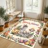 Easter Bunny Theme Crystal Velvet Rug Personalized Custom Name Text Soft Floor Mat Home Decor