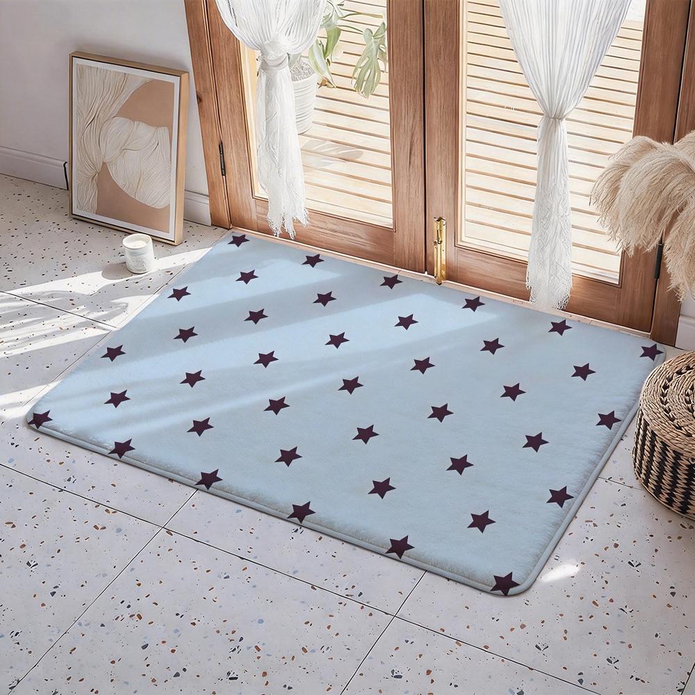 Abstract S Star Floor Mat Eco Flannel Doormat Non Slip Odorless Indoor Floor Rug Soft Short Plush Home Mat