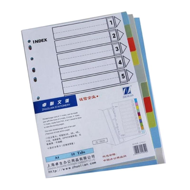 

2x/Set A 4 Subject Dividers Practical File Dividers with 11 Hole Punched Binders Dividers for School Office and Home Use
