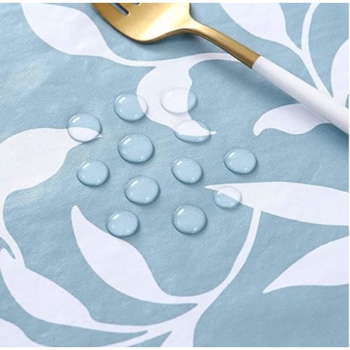 SweetBaku Water-Repellent Rectangular Kitchen Tablecloth with Embossed PVC Backing (150x250cm)