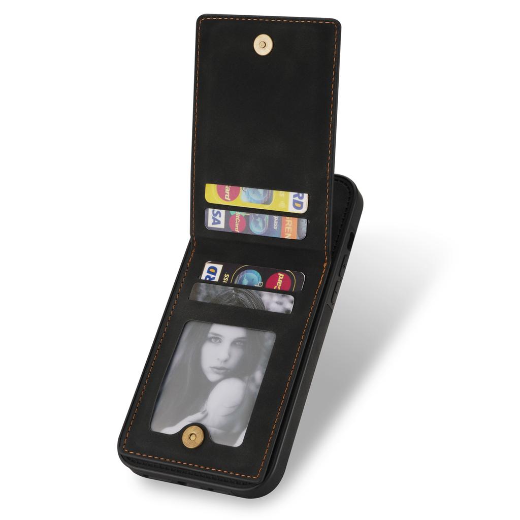 N.BEKUS For iPhone 16 Pro Kickstand Case RFID Blocking Leather+TPU Phone Cover with Card Slots