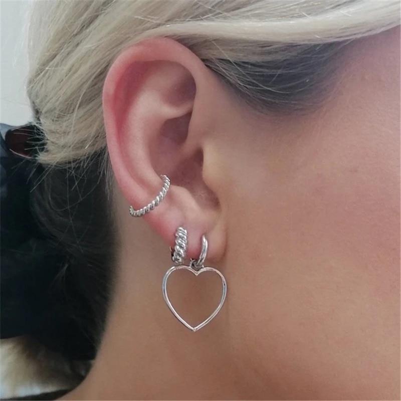 Fashion Hollow Heart Shape 925 Sterling Silver Earrings For Women Earrings  Trend