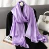 Luxury Brand Summer Solid Pure Silk Scarf Women Long Large Size Soft Wrap and Shawls Bandana Beach Hijab Head Female Foulard