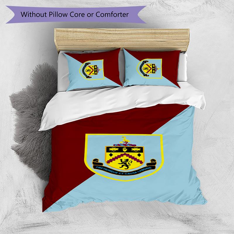 Set Lenzuola Stampato Burnley Football 3 Pezzi, Comodo Set Copripiumino per Camera da Letto Amico della Pelle
