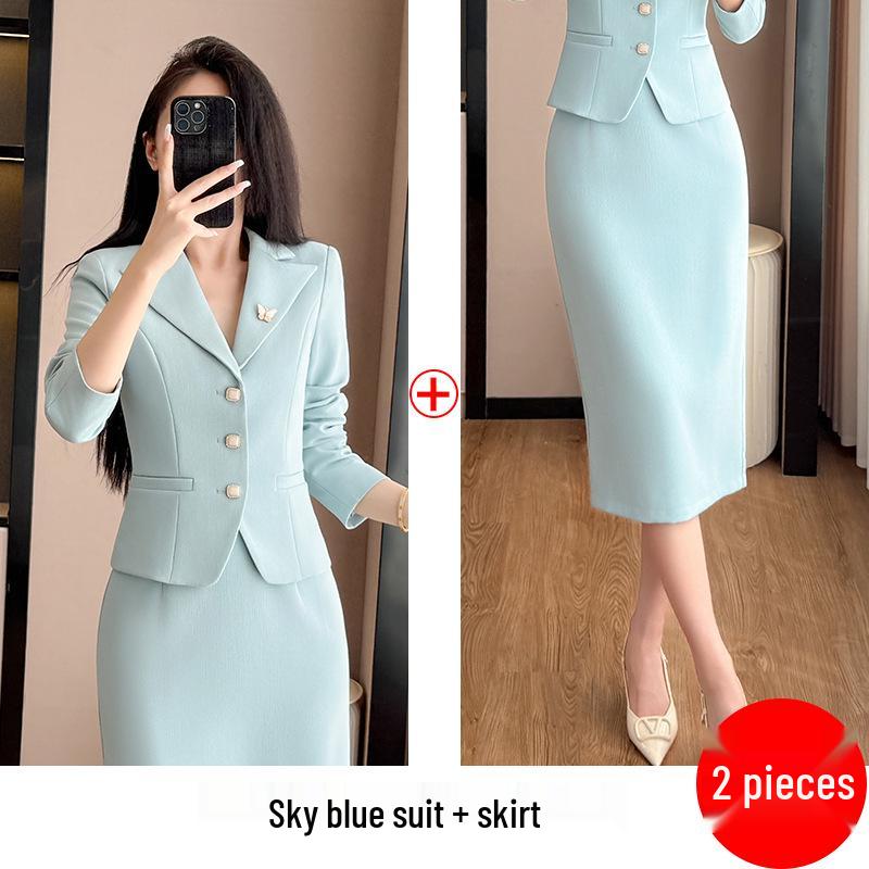 Women's Short Suit Jacket and Skirt Set - Professional Office Wear for Spring/Autumn 2025