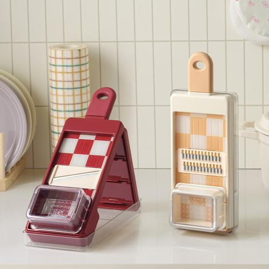 Vegetable Cutter 4-in-1 Food Chopper Grater with Blades Salad Prep Tool for Slicing Dicing Shredding Safety Restaurant Food Prep Equipment