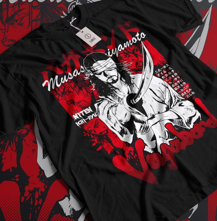 Футболка Vagabond Мусаси Миямото Матахати Хонъидэ Аниме Манга Футболка Все Размеры Унисекс Футболка XXL
