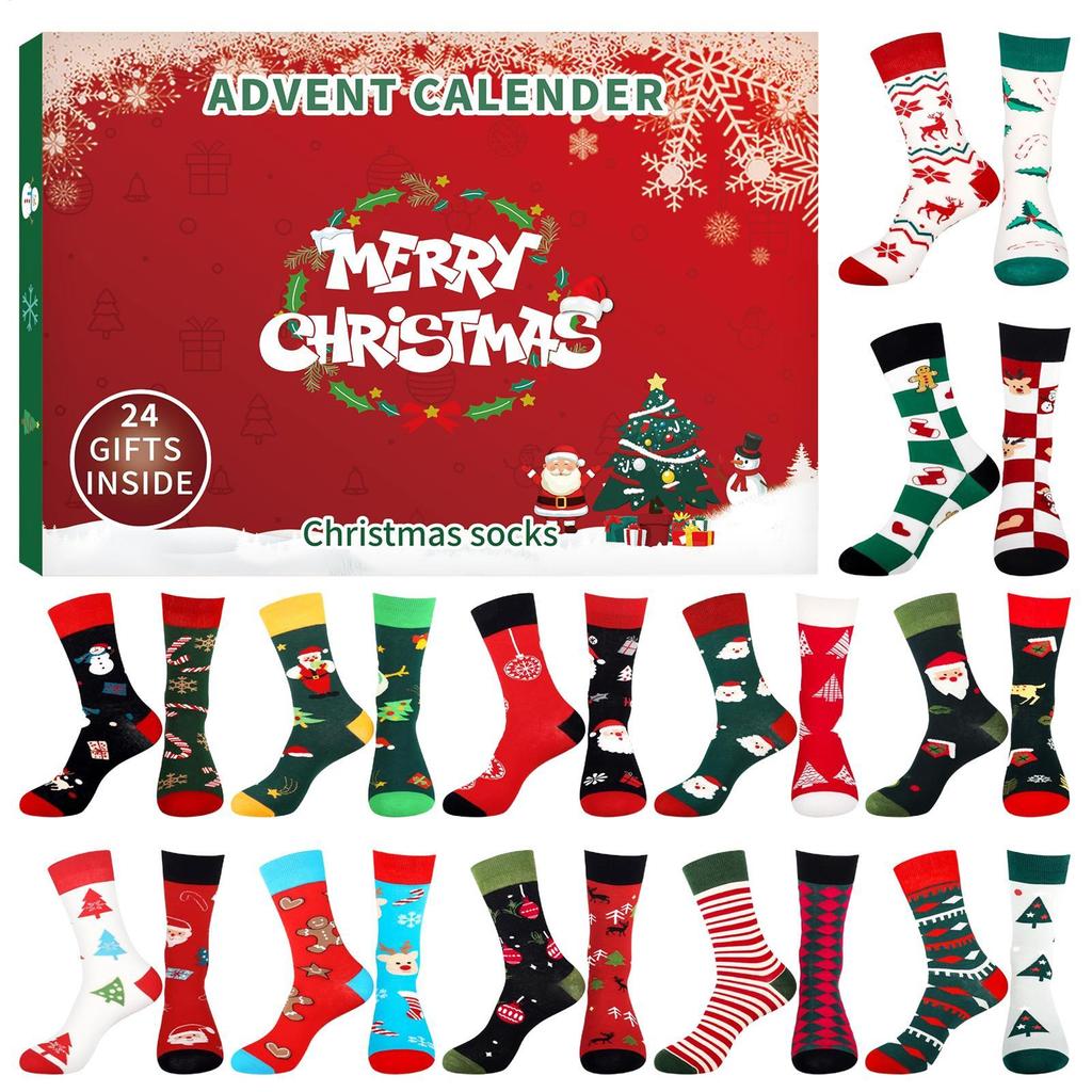 Socks Advent Calendar 2025 Women, 12 Pairs Christmas Socks Advent Calendar Socks Men's Christmas Calendar Socks Cuddly Socks