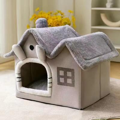 INS Foldable Cat House Winter Warm Pet House Indoor Puppy Mattress Basket Kennel Cozy Cave Puppy Apartment Kitten Shelter Pet Supplies
