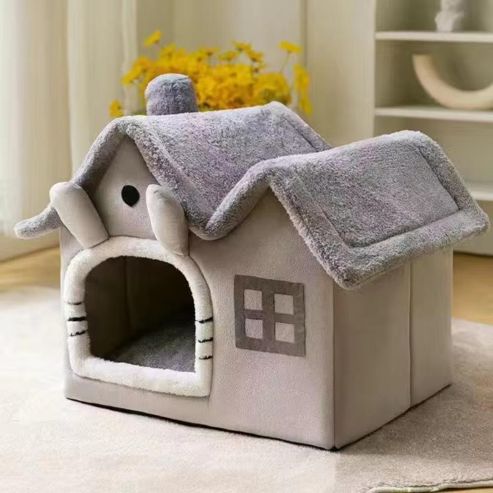 Foldable Cat House Winter Warm Pet House for Indoor Small Dog Bed Mat Basket Kennel Cozy Cave Puppy Condos Kitten Shelter Pet Supplies