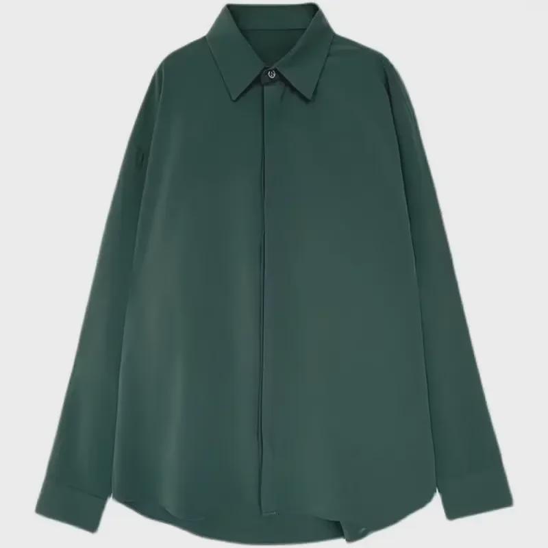 Men's Fashionable Long Sleeve Solid Color Shirt: Light, Mature Style