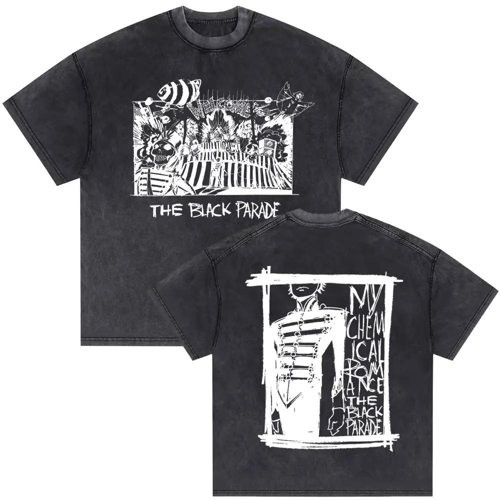 Punk Rock Band My Chemical Romance Graphic Print TShirt Men Women Vintage Washed Harajuku Fashion Casual Cotton Oversized Tee S