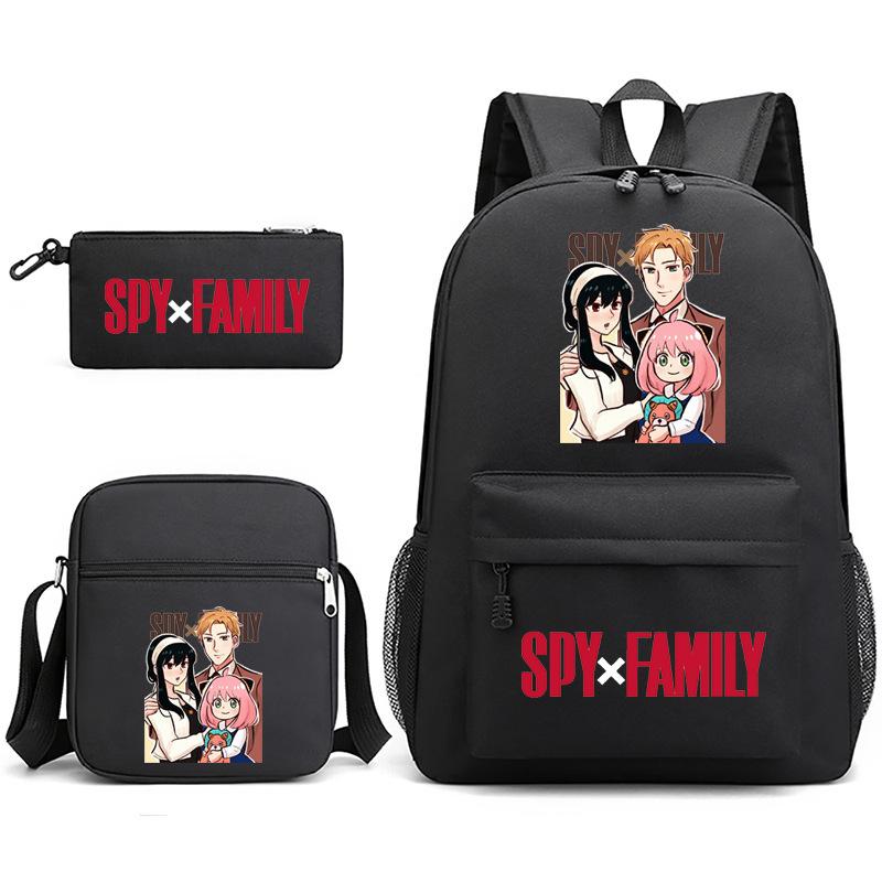 Spy Play House, Animation Periphery Backpack Student Schoolbag Satchel Pencil Case Three-Piece Set