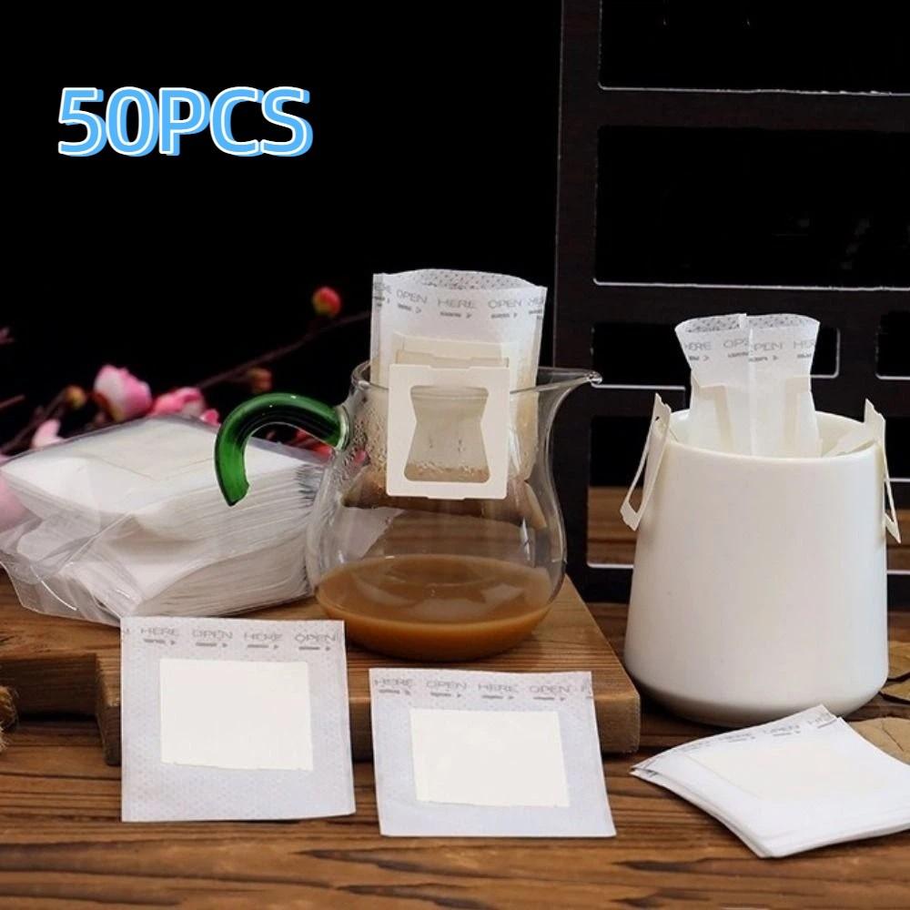 50Pcs Non-woven Fabric Coffee Filter Paper Bag Single Serve Thickened Hanging Ear Drip Coffee Bags Eco-Friendly