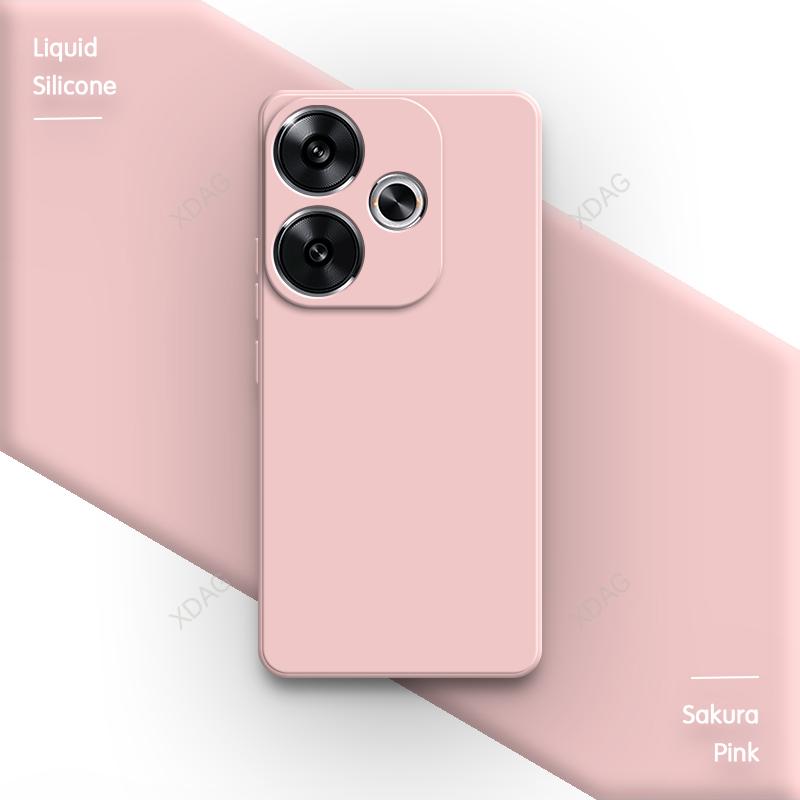 Classic Phone Case for Xiaomi Poco F6 Pro 5G Simple Shell Skin Friendly Square Liquid Silicone  Lens Protection Back Covers