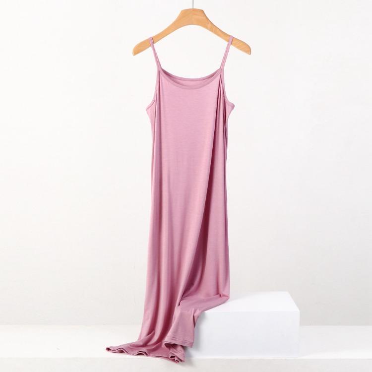 Plus Size Loose Fit Modal Camisole Pajamas Dress Comfortable Anti Exposure for 200 Lbs