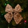 Flocked Christmas Tree Bowknot with Ribbon Xmas Hanging Ornaments Christmas Bow Pendant  Fireplace