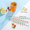 300pcs Colored Striped Straws, Randomly Mixed In 6 Colors (0.23*7.75 Inches), Disposable Paper Straws, Juice Paper Straws