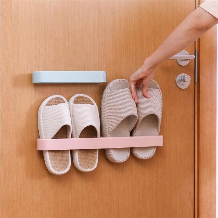 Bathroom Slipper Rack Wall-mounted Perforation-free Dormitory Storage Shoes Storage Door Behind The Bathroom Drain Shoe Rack