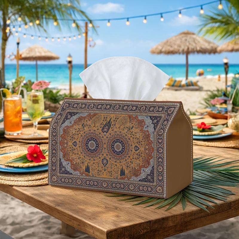 1pc Persian Oriental Classic Tissue Box | Multi-Functional Napkin Dispenser, Two Sizes Available Suitable for Home, Parties, Car Decoration Floral Med