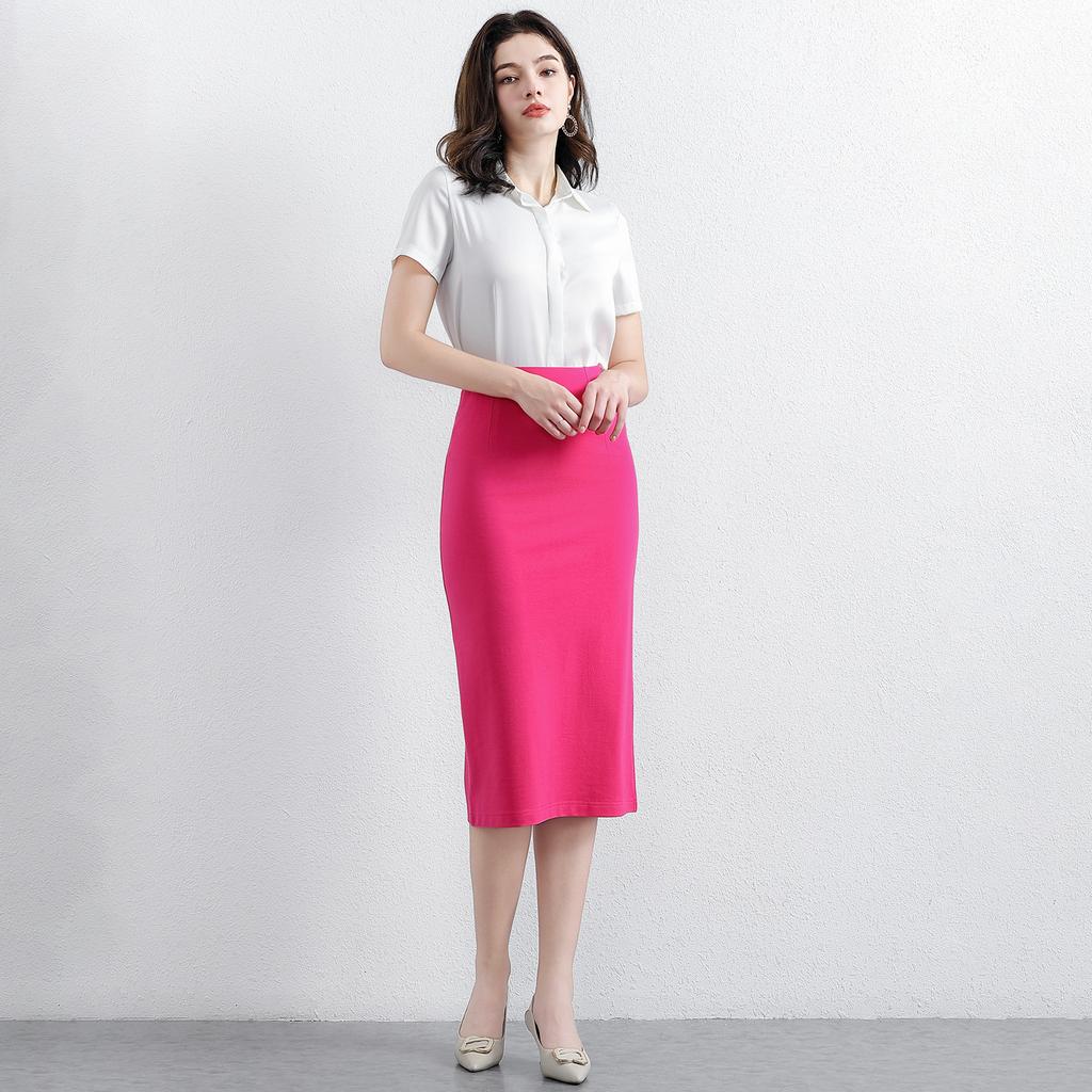 Damen Pendler Midilanger Rock Hüftrock, High-End Gefühl von Schlankheit, Schwarzer Professioneller Rock, Damen Stretchrock