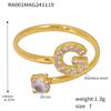 Qiong Yao 26-Letter Zircon Inlaid Jewelry Set: Gold-Plated Titanium Steel Necklace, Bracelet, Ring, and Stud Earrings.