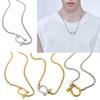 Gold Plated Carabiner Style Necklace Titanium Steel Pendant Neckchain Jewelry Ideal For Unisex Wear And Gift