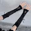 1 Paar Armstulpen für Damen, durchsichtige Spitze, Blumenstickerei, dünne fingerlose JK-Lolita-Stil, ausgehöhlte Raffungen, Performances, Braut, Hochzeitsfoto