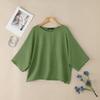 ZANZEA Women Summer Round Neck Solid Color Loose 3/4 Sleeve Blouse
