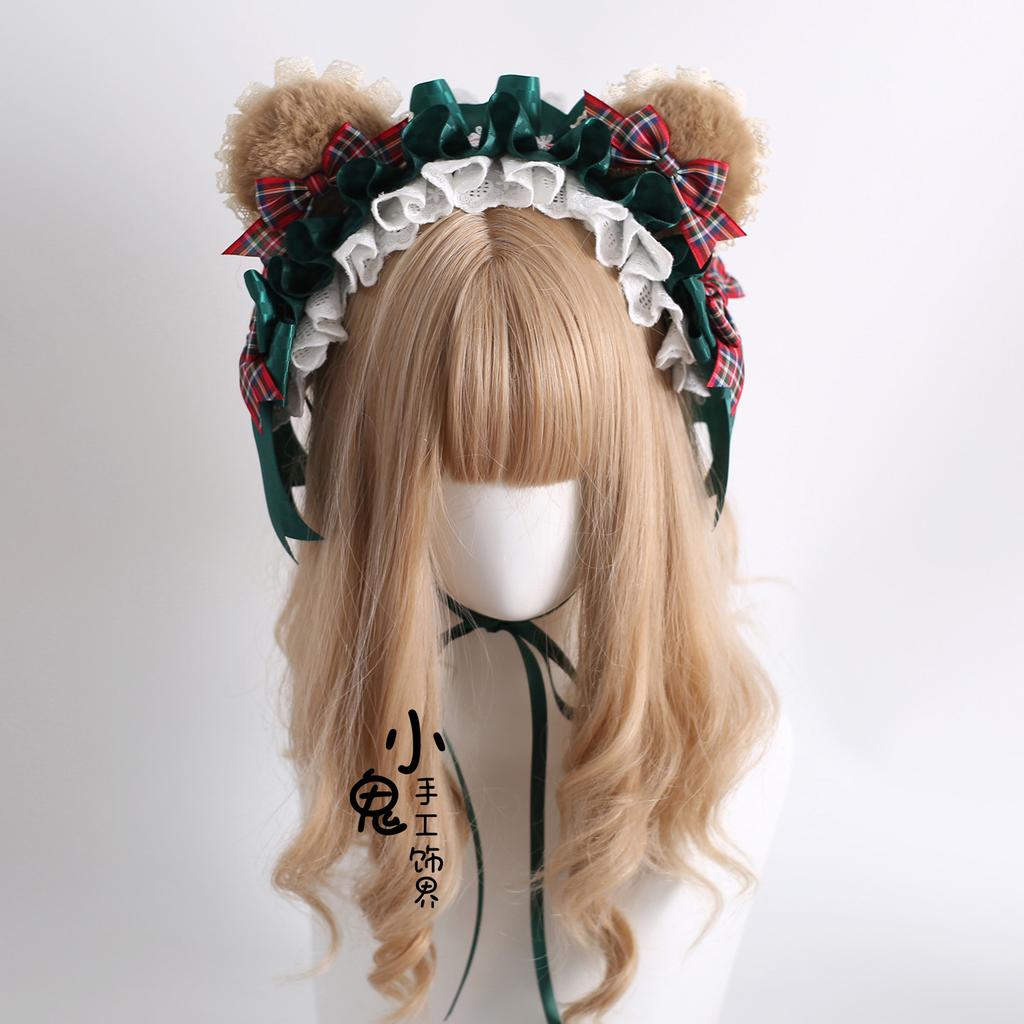 Lace Headgear Top Hat Flat Hat Christmas Cos Hair Accessories Original Christmas Lolita Bow Headband