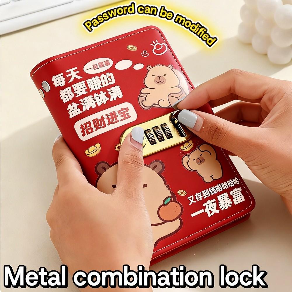 Lockable Design 100 Envelopes Money Saving Challenge Capybara Savings Binder  for Children