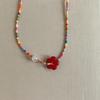 Colorful Flower Necklace Resin Pendant Choker Adjustable Chain Delicate Choker