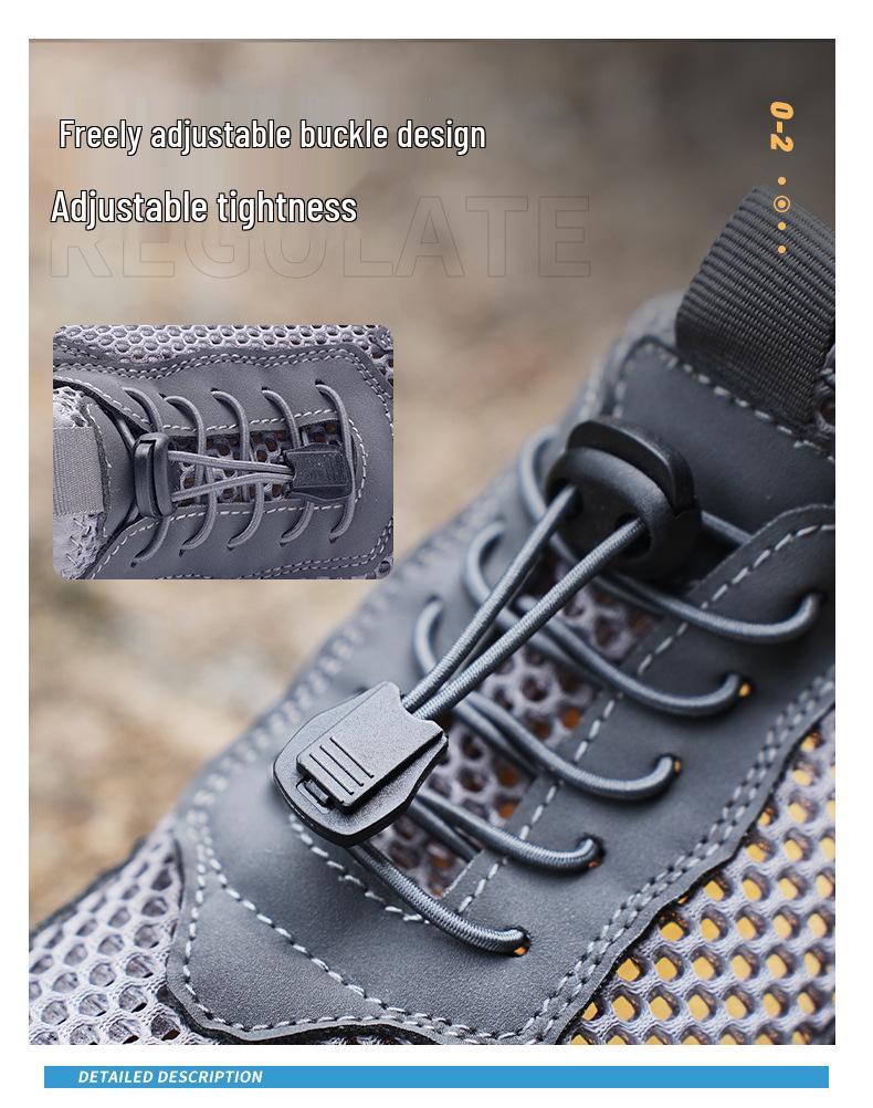 Men's Summer Casual Breathable Mesh Sport Shoes - Hand-stitched, Hollow Design, Large Size