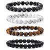 Volcanic Stone & Tiger Eye Lapis Agate Bracelet Set - Fashionable and Simple Style
