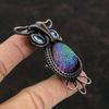Titanium Coated Shell Copper Pendant Blue Color Evil Eye Pendant Wire Wrapped Gemstone Pendant Owl Pendants Handmade Copper Designer Jewelry