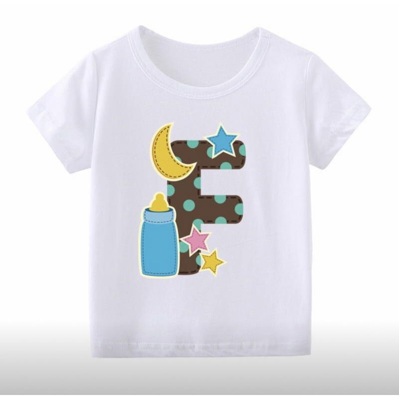 26 English Alphabet Cartoon Printed T-Shirt Children'S Jacket