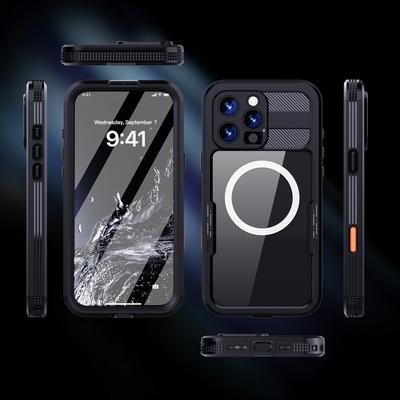 SHELLBOX pro iPhone 16 Pro Max Pouzdro Kompatibilní s MagSafe Vodotěsné IP68 Průhledný Kryt na Telefon